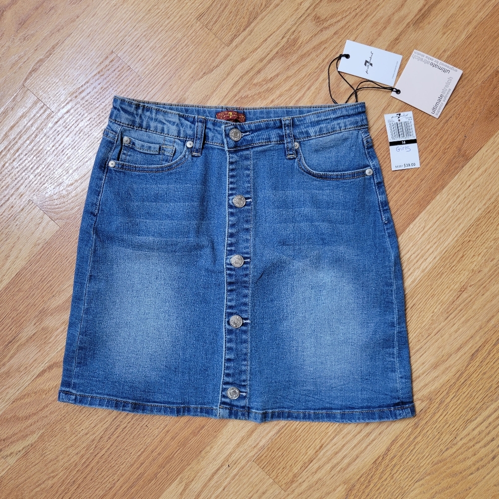 7 For All Mankind size 14 GIRLS jean skirt with adjustable waist
